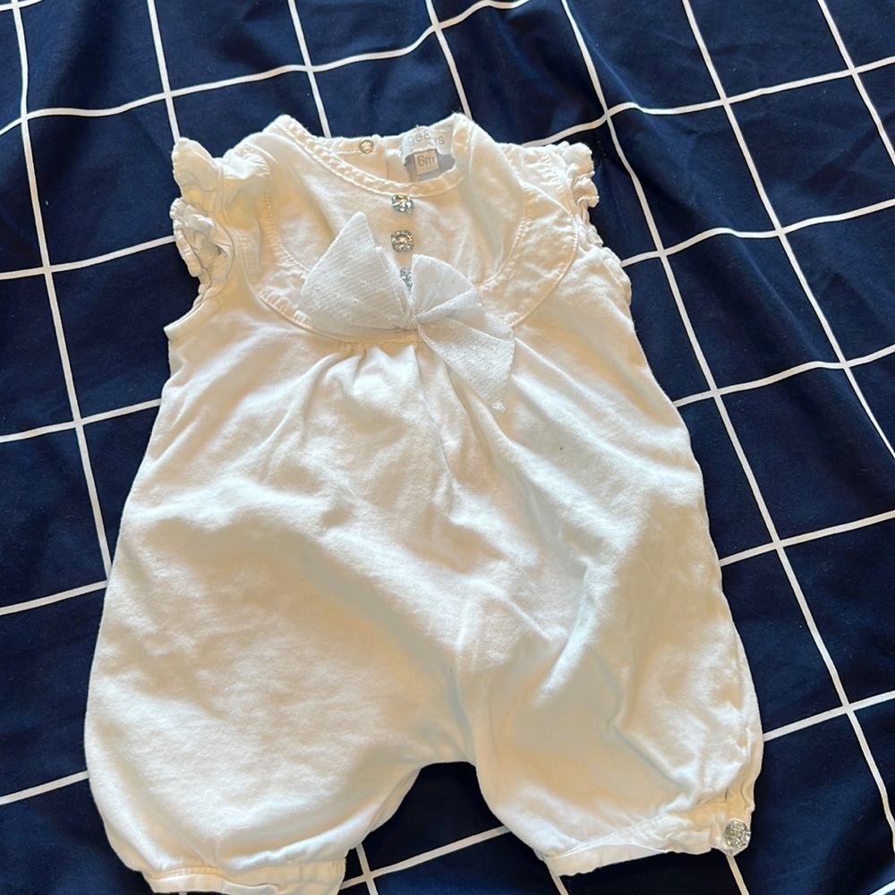 White 6 month romper